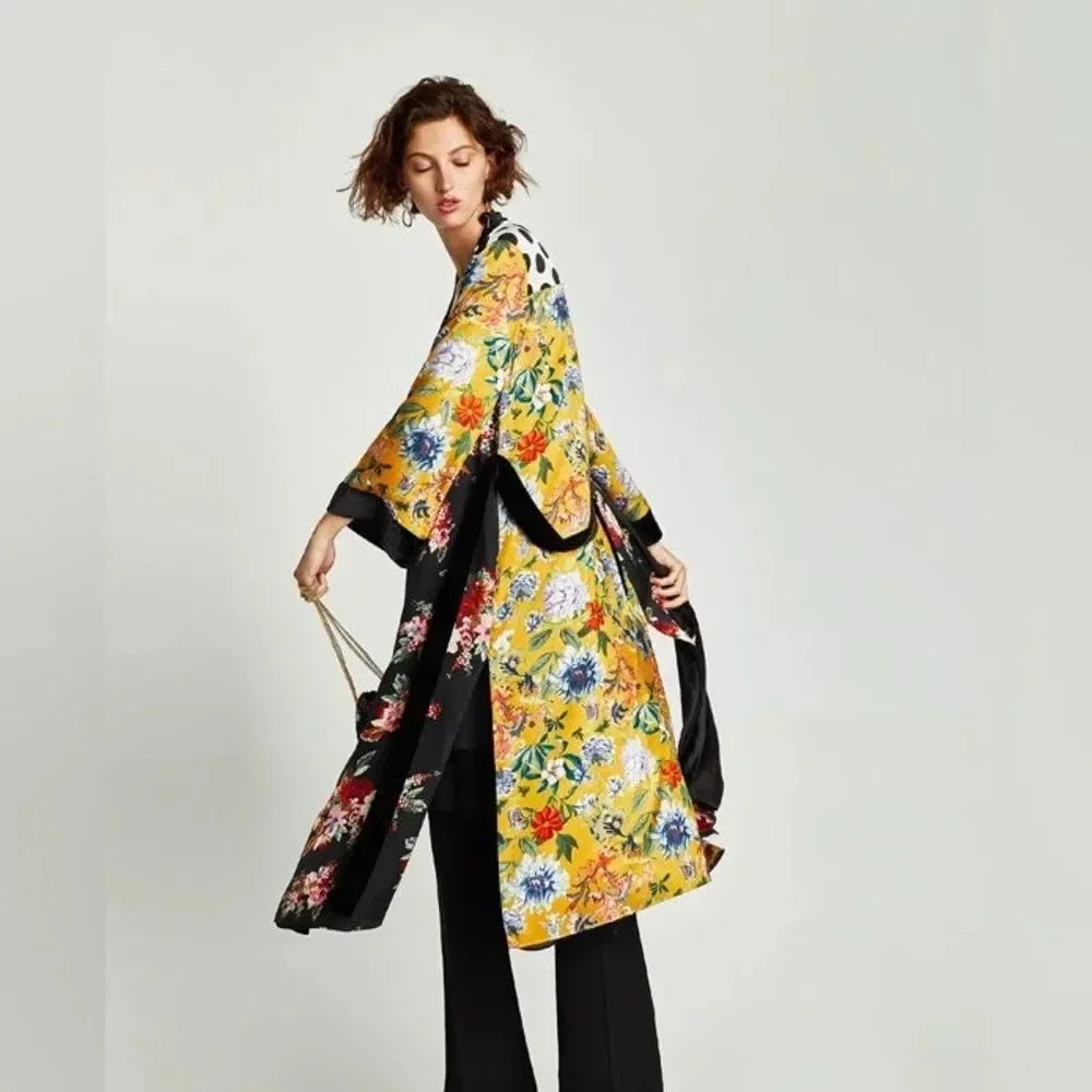 Floral Black Satin Robe - Picture 3 of 14